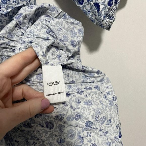 Apiece Apart Blue Mitte Floral Poplin Button Front Mini Dress Size XS - Picture 6 of 11